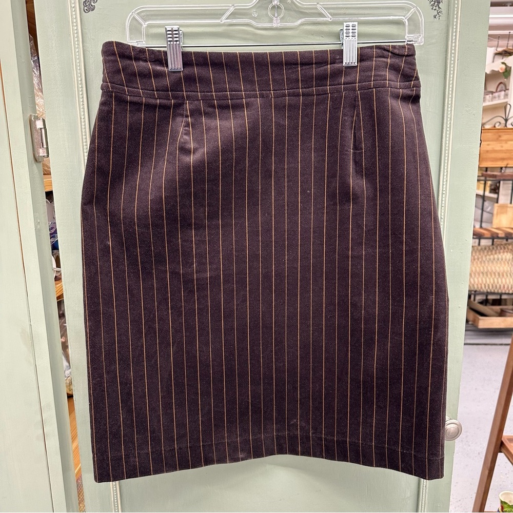 Tribal Brown Knee-Length Pencil Skirt for Work‎
